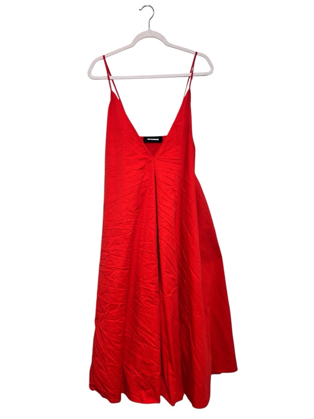 Melitta Baumeister Red V-Neck Spaghetti-Strap Midi Dress